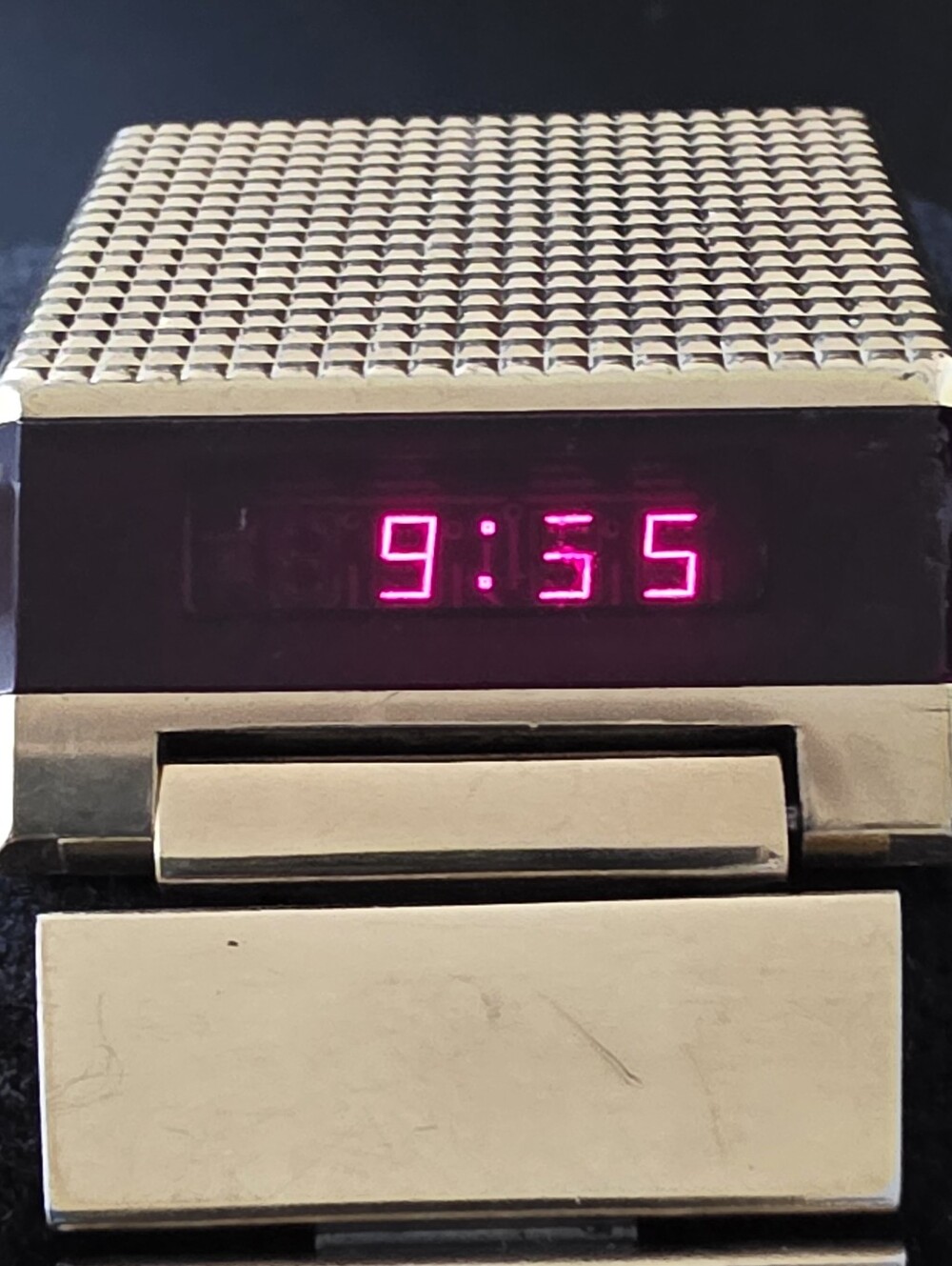 VTG 1976 Bulova Computron N6 Red LED Digital Drivers Gold Tone Watch WORKS FLAW
